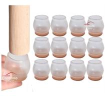 Kit 16 Protetor Pé Cadeira Redondo Transparente Feltro 2cm A 3,2Cm