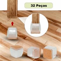 Kit 16 Protetores Pés De Cadeira Silicone Feltro Quadrado 3,0 até 4,5cm Kit 16 Protetores Pés De Cadeira Silicone Feltro Quadrado 3,0 até 4,5cm