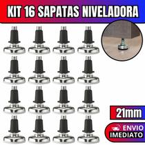 Kit 16 Sapata Niveladora Pé Nivelador Base Pezinho Para Móveis Com Bucha 21mm