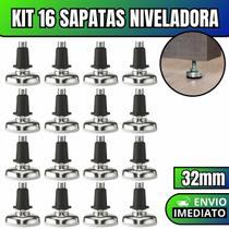 Kit 16 Sapata Niveladora Pé Nivelador Base Pezinho Para Móveis Com Bucha 32mm