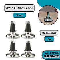 Kit 16 Sapata Pé Nivelador Para Regulagem De Móveis Com Bucha 32mm