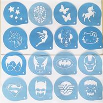 Kit 16 Stencil infantil Moldes para rosto pintura facial Kit 16 Stencil infantil Moldes para rosto pintura facial