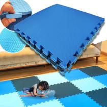 Kit 16 Tapete de EVA Tatame Infantil Bebe 50x50cm 10mm (4 m²) Montar Academia Grande Interativo Azul Bebe Marinho Menino Quarto Yoga Grosso