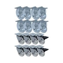 Kit 16 un roda rodízio fixo e giratório freio gel 3 pol 75mm