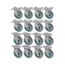 Kit 16 un roda rodízio fixo e giratório pvc bp 2 pol 50mm