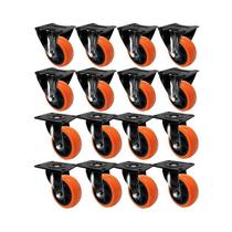 Kit 16 un roda rodízio fixo e giratório pvc laranja 3" 75mm Kit 16 un roda rodízio fixo e giratório pvc laranja 3" 75mm