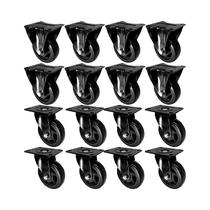 Kit 16 un roda rodízio fixo e giratório pvc preto 2" 50mm Kit 16 un roda rodízio fixo e giratório pvc preto 2" 50mm