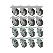Kit 16 un roda rodízio fixo giratório freio borracha 5 poleg