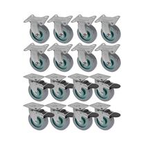 Kit 16 un roda rodízio fixo giratório freio trava pvc bp 5"
