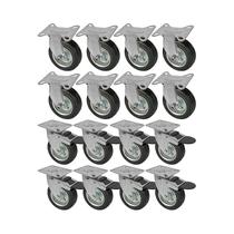 Kit 16 un roda rodízio fixo giratório trava borracha 3 poleg Kit 16 un roda rodízio fixo giratório trava borracha 3 poleg