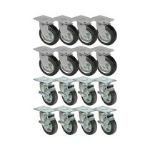 Kit 16 un roda rodízio giratório freio borracha maciça 5 pol