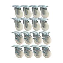 Kit 16 un roda rodízio giratório freio nylon 4 pol 100mm