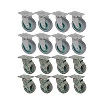 Kit 16 un roda rodízio giratório freio pvc bp 3 pol 75mm