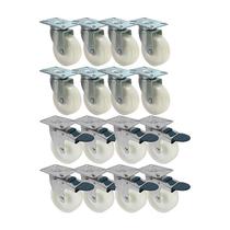 Kit 16 un roda rodízio giratório freio trava nylon 3 po 75mm