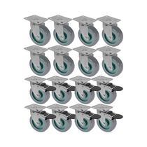 Kit 16 un roda rodízio giratório freio trava pvc bp 4" 100mm