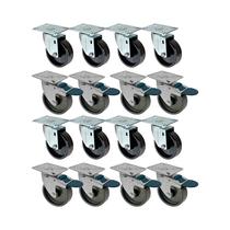 Kit 16 un roda rodízio giratório trava polipropileno 4 poleg