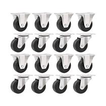 Kit 16 un rodízio fixo giratório borracha preta 2" 50mm Kit 16 un rodízio fixo giratório borracha preta 2" 50mm