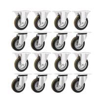 Kit 16 un rodízio fixo giratório borracha preta 4" 101mm Kit 16 un rodízio fixo giratório borracha preta 4" 101mm
