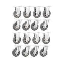Kit 16 un rodízio roda fixo e giratório pvc cinza 4" 101mm Kit 16 un rodízio roda fixo e giratório pvc cinza 4" 101mm