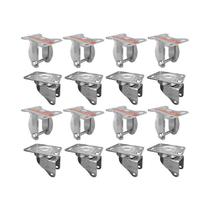 Kit 16 un suporte garfo fixo e giratório 2 pol p/ rodízio