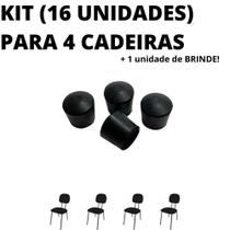 Kit 16 Unidades Ponteira Sapata Cadeira Calce Borracha 1,2cm 1/2 Pol