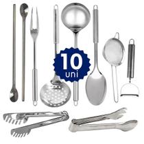 Kit 16 Utensílios Cozinha Aço Inox Completo Premium Cozinha Restaurante Self Service Kit 16 Utensílios Cozinha Aço Inox Completo Premium Cozinha Restaurante Self Service