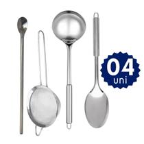Kit 16 Utensílios Cozinha Aço Inox Completo Premium Cozinha Restaurante Self Service