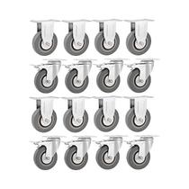 Kit 16un rodízio roda fixo giratório freio pvc cinza4" 101mm Kit 16un rodízio roda fixo giratório freio pvc cinza4" 101mm