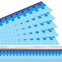 Kit 17 Adesivos Piscina Azulejo Mosaico Quadriculado Azul 100x15cm