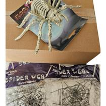 kit 17 Decoração Halloween 5 Aranha esqueleto 12 TEIA ARANHA