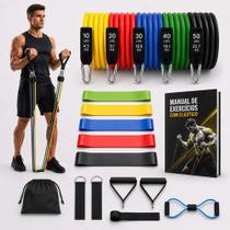 Kit 17 Itens Treino Casa Academia Extensor Faixa Elástica Preto, Azul, Verde, Amarelo E Vermelho Kit 17 Itens Treino Casa Academia Extensor Faixa Elástica Preto, Azul, Verde, Amarelo E Vermelho