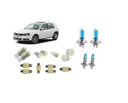 Kit 17 Lampadas Super Brancas Farol + Leds Smd Vw Golf G3 G4 - Blue Lion