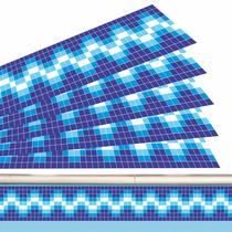 Kit 18 Adesivos Piscina Azulejo Mosaico Zigue zague Azul 100x15cm