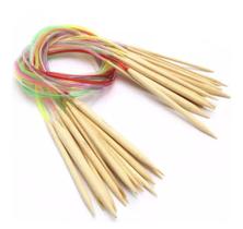 Kit 18 Agulhas Tricô Circular 80cm Bambu