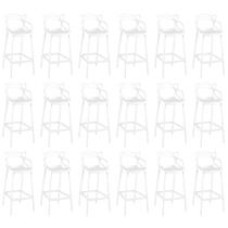 Kit 18 Banquetas Allegra com Encosto Design Cozinha/Bancada - Branco