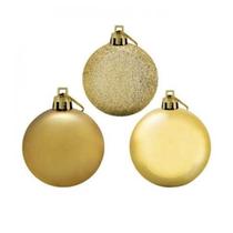 Kit 18 Bolas De Natal Dourada 6cm Mista Lisa Fosca Glitter Decoração Árvore de Natal Pendente
