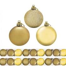 Kit 18 Bolas De Natal Mista 6cm Dourada Decoração Árvore