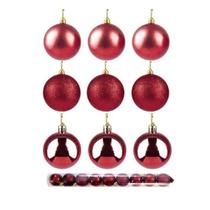 Kit 18 Bolas De Natal Mista 6cm Vinho Decoração Árvore