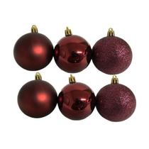 Kit 18 Bolas De Natal Vinho Mista Lisa 6cm Decoração Árvore