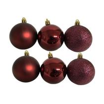 Kit 18 Bolas De Natal Vinho Mista Lisa 6Cm Decoração Árvore