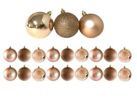 Kit 18 Bolas Natal Mista Glitter, Fosca, Lisa Champanhe 6cm - Riomaster