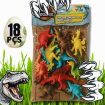 Kit 18 Brinquedos Miniaturas Dinossauros Diferentes Para Crianças Brincar Coloridos