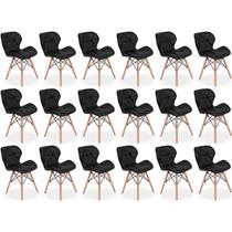 Kit 18 Cadeiras de Jantar Charles Eames Slim Wood Estofada - Preto Kit 18 Cadeiras de Jantar Charles Eames Slim Wood Estofada - Preto