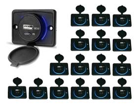 Kit 18 Carregador de Celular Automotivo 1 USB + 1 USB Power C/ Moldura - RS-1113U BR