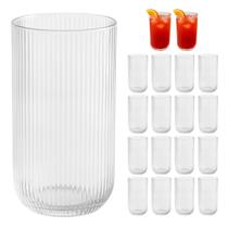 Kit 18 Copo De Vidro Desenho Canelado 450ML Drink Suco Agua