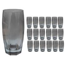 Kit 18 Copo Florida Vidro Cinza Mesa Posta Chique 370ml