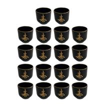 Kit 18 Copo Guinomi Bebida Japonesa Coreana Sake Saque 80ml Preto Kit 18 Copo Guinomi Bebida Japonesa Coreana Sake Saque 80ml Preto