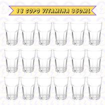 Kit 18 Copos de Vidro resistente 350ml transparente smoothies