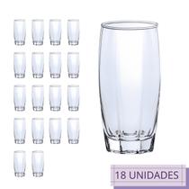 Kit 18 Copos Luxo 370ml Florida Vidro Transparente Grosso Água Kit 18 Copos Luxo 370ml Florida Vidro Transparente Grosso Água