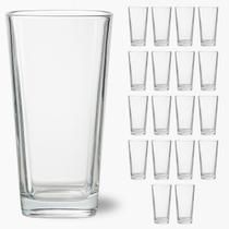 Kit 18 Copos Vidro 260ml Transparente Venice Base Quadrada Suco